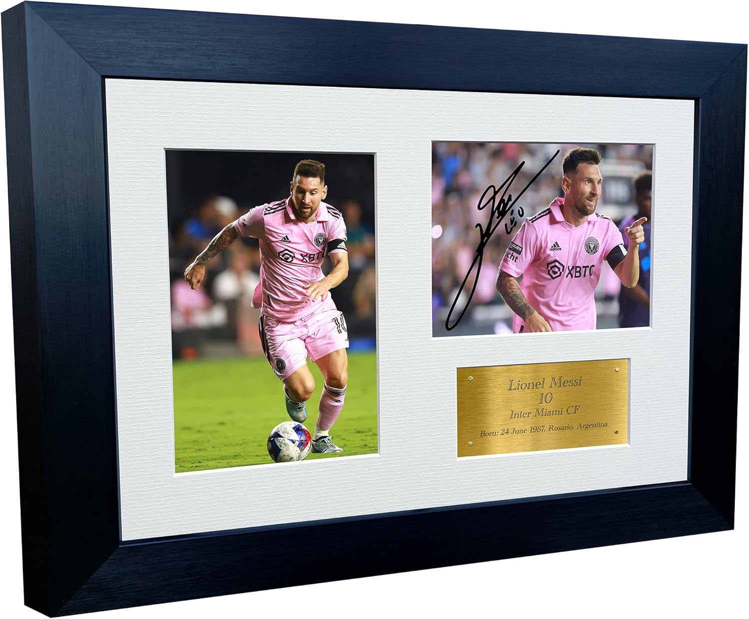 12x8 A4 Lionel Messi Inter Miami Autographed Signed Photo Photograph Picture Frame Football Soccer Poster Gift Gold