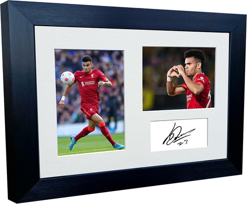 2022/23 Luis Diaz Liverpool Triple Autographed Signed 12x8 A4 Photo Photograph Picture Frame Football Soccer Poster Gift