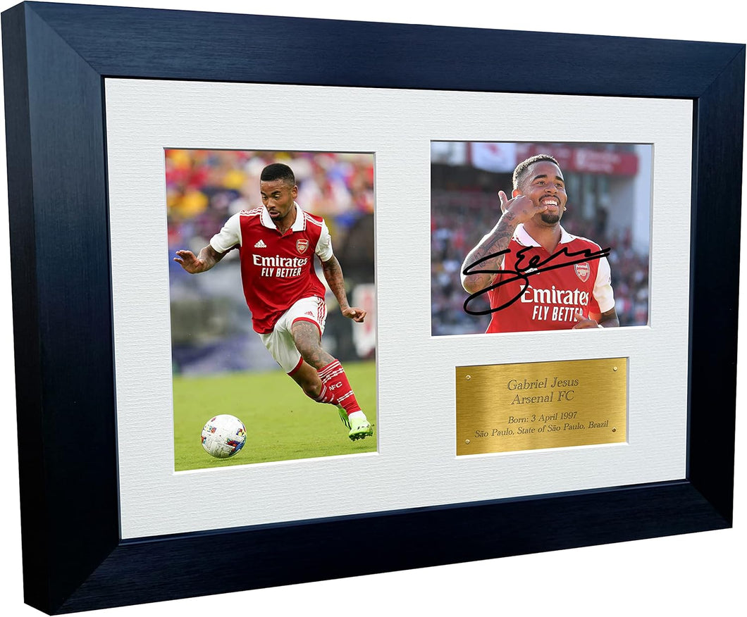 2022/23 Gabriel Jesus Arsenal Triple Autographed Signed 12x8 A4 Photo Photograph Picture Frame Football Soccer Poster Gift G