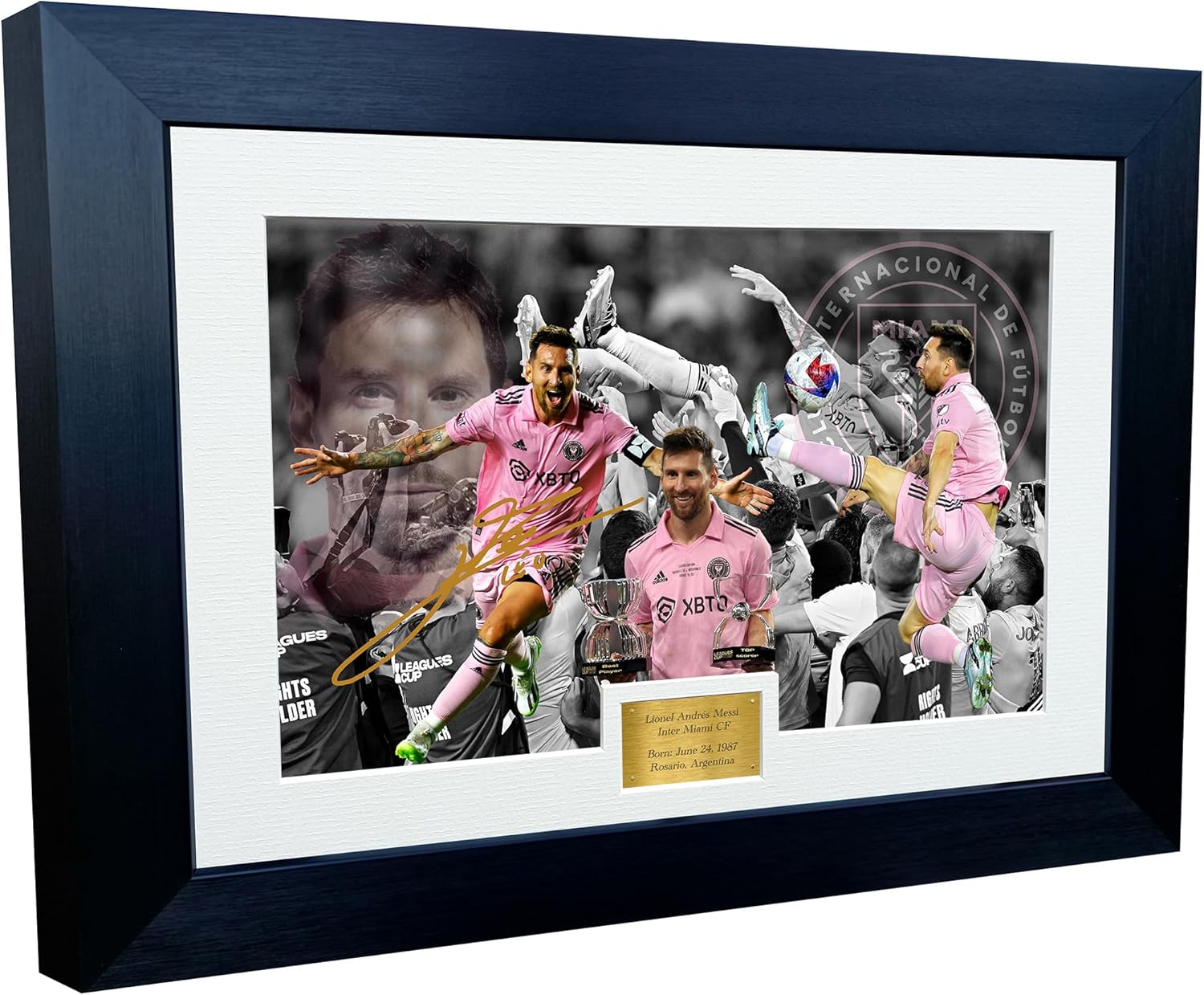 12x8 A4 Lionel Messi Celebration Inter Miami CF Signed Autographed Signed Photograph Picture Frame Football Soccer Poster Gift