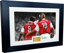 Load image into Gallery viewer, 12x8 A4 Signed Ian Wright Dennis Bergkamp Arsenal Autographed Autograph Signed Signature Photograph Photo Picture Frame Football Soccer Poster Gift BW