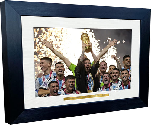 World Cup Winners 2022 Argentina Team Barcelona Leo Lionel Messi Autographed Signed 12x8 A4 Photo Photograph Picture Frame Football Soccer Poster Gift