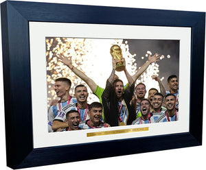 World Cup Winners 2022 Argentina Team Barcelona Leo Lionel Messi Autographed Signed 12x8 A4 Photo Photograph Picture Frame Football Soccer Poster Gift