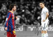 Load image into Gallery viewer, Kitbags &amp; Lockers Signed Lionel Messi Barcelona Cristiano Ronaldo Real Madrid Photo Photograph Picture Frame Autograph 1w