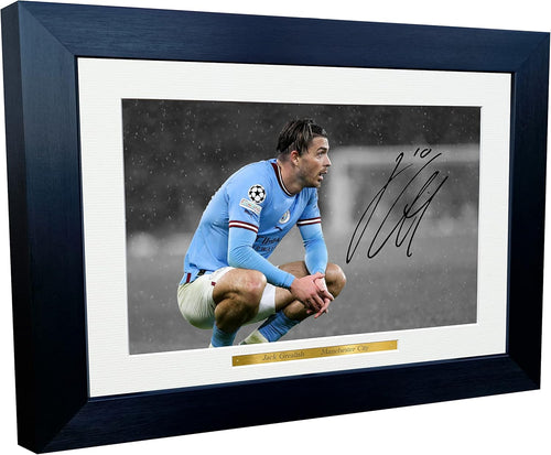 12x8 A4 Jack Grealish Manchester City Autographed Signed Photo Photograph Picture Frame Football Soccer Poster Gift