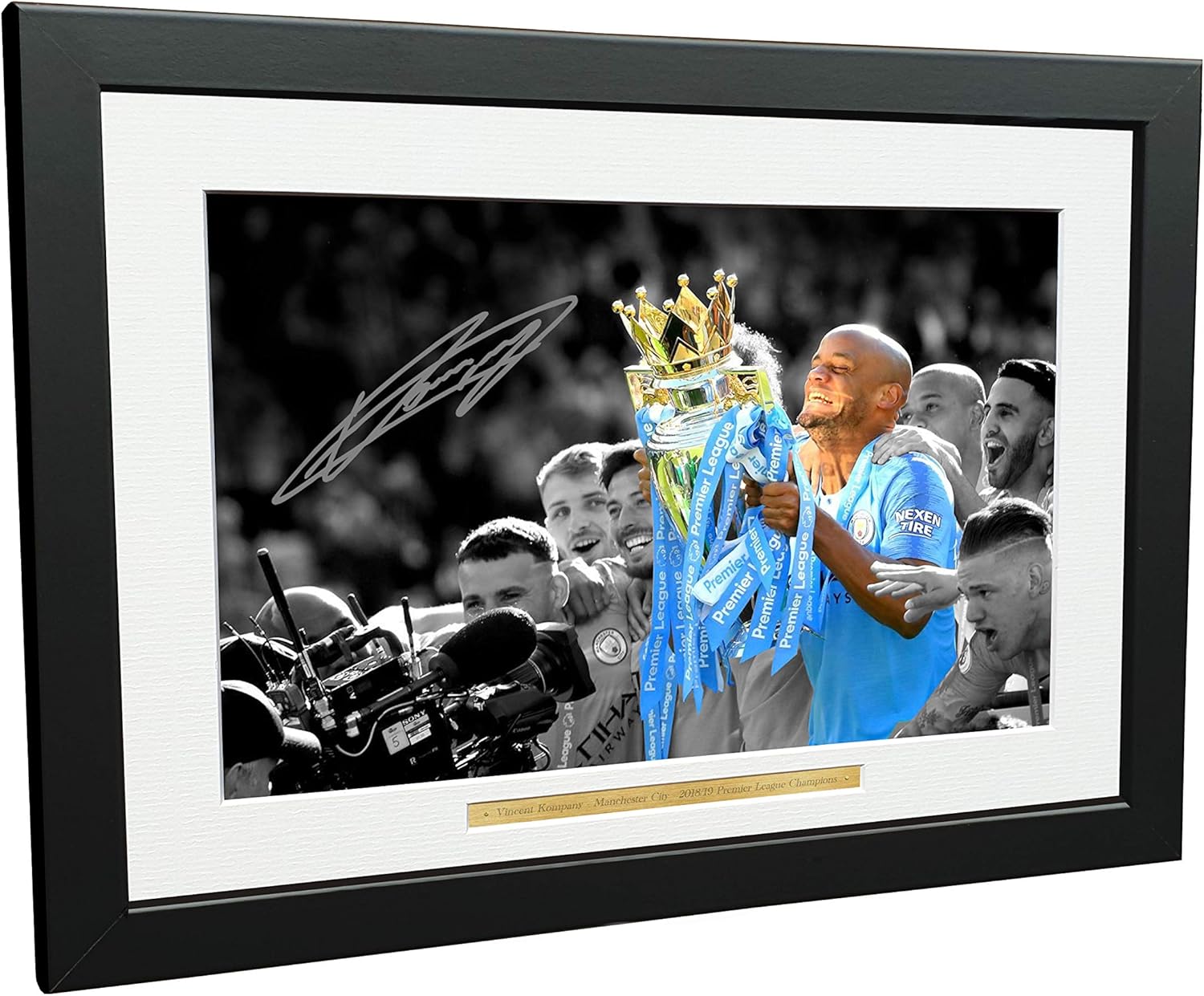 12x8 A4 Signed Vincent Kompany"PREMIER LEAGUE CHAMPIONS" Manchester City Autographed Photo Photograph Picture Frame Football Soccer Poster Gift