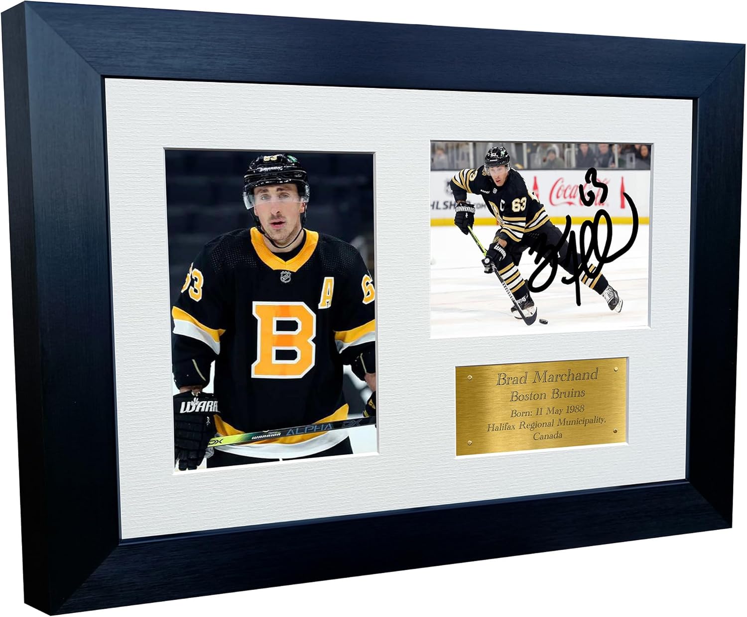Kitbags & Lockers 12x8 A4 Brad Marchand Boston Bruins NHL Autographed Signed Photo Photograph Picture Frame Ice Hockey Poster Gift Triple G