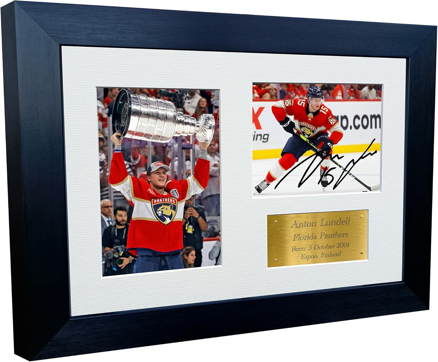 Kitbags & Lockers 12x8 A4 Florida Panthers Anton Lundell Stanley Cup Champions 2025 NHL Autograph Signed Signature Photo Photograph Picture Frame Ice Hockey Poster Gift Triple G