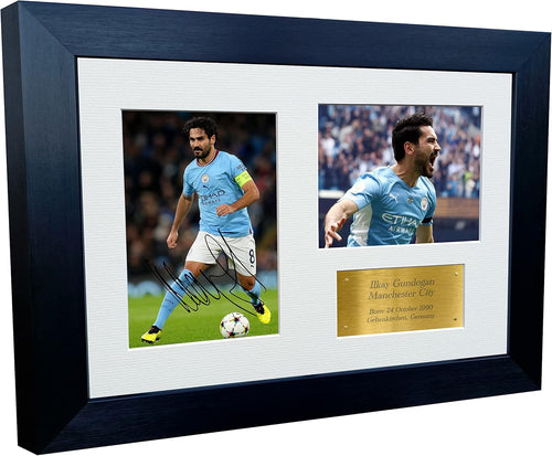 2022/23 Ilkay Gundogan Manchester City Triple Autographed Signed 12x8 A4 Photo Photograph Picture Frame Football Soccer Poster Gift G