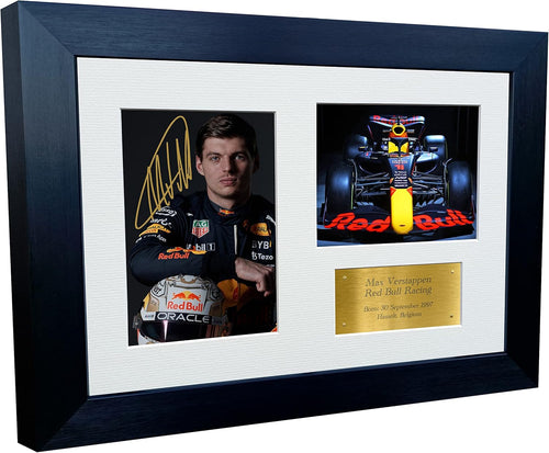 Kitbags & Lockers 12x8 A4 Max Verstappen Red Bull Autographed Signed Photo Photograph Picture Frame F1 Formula One Poster Gift Gold