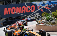 Load image into Gallery viewer, Kitbags &amp; Lockers Large A3+ Lando Norris Monaco Grand Prix Winner 2025 McLaren Car Autographed Signed Signature Photo Photograph Picture Frame Display Racing Formula 1 F1 Poster Gift (Black Mount)