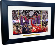 Load image into Gallery viewer, Kitbags &amp; Lockers 12x8 A4 Patrick Mahomes Celebration Super Bowl LVIII Winners Back To Back Kansas City Chiefs American Football NFL Autographed Signed Photo Photograph Picture Frame Poster Gift Blur