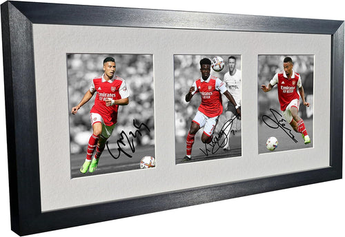 2022/23 Arsenal - Bukayo Saka - Gabriel Martinelli - Gabriel Jesus Signed Autographed Photo Photograph Picture Frame Football Soccer Poster Gift