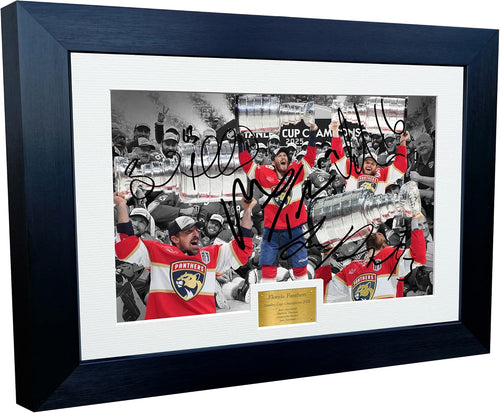 12x8 A4 Stanley Cup Champions 2025 Florida Panthers Brad Marchand Matthew Tkachuk Sam Reinhart Aleksander Barkov NHL Autograph Signed Signature Photo Photograph Picture Frame Ice Hockey Poster Gift