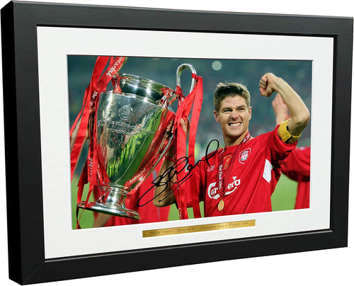 Kitbags & Lockers Steven Gerrard 12x8 A4 Liverpool Champions League Winners 2005 Autographed Signed Photo Photograph Picture Frame Soccer Gift Poster