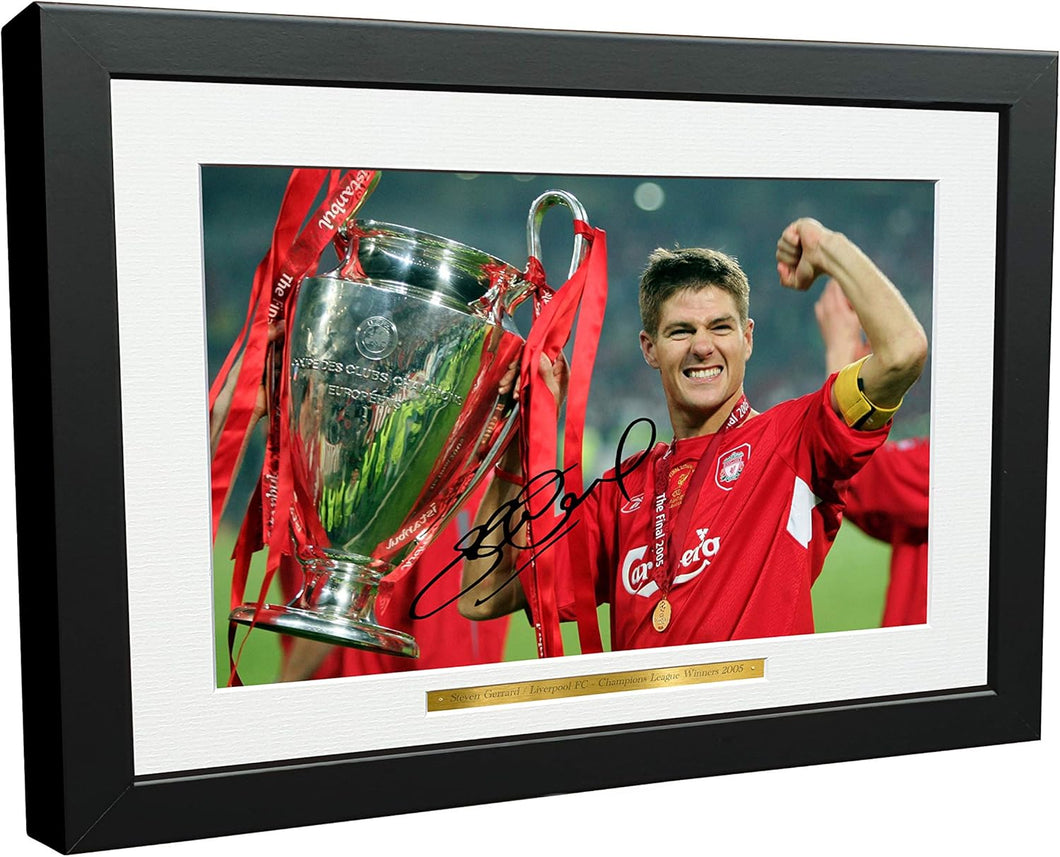 Kitbags & Lockers Steven Gerrard 12x8 A4 Liverpool Champions League Winners 2005 Autographed Signed Photo Photograph Picture Frame Soccer Gift Poster