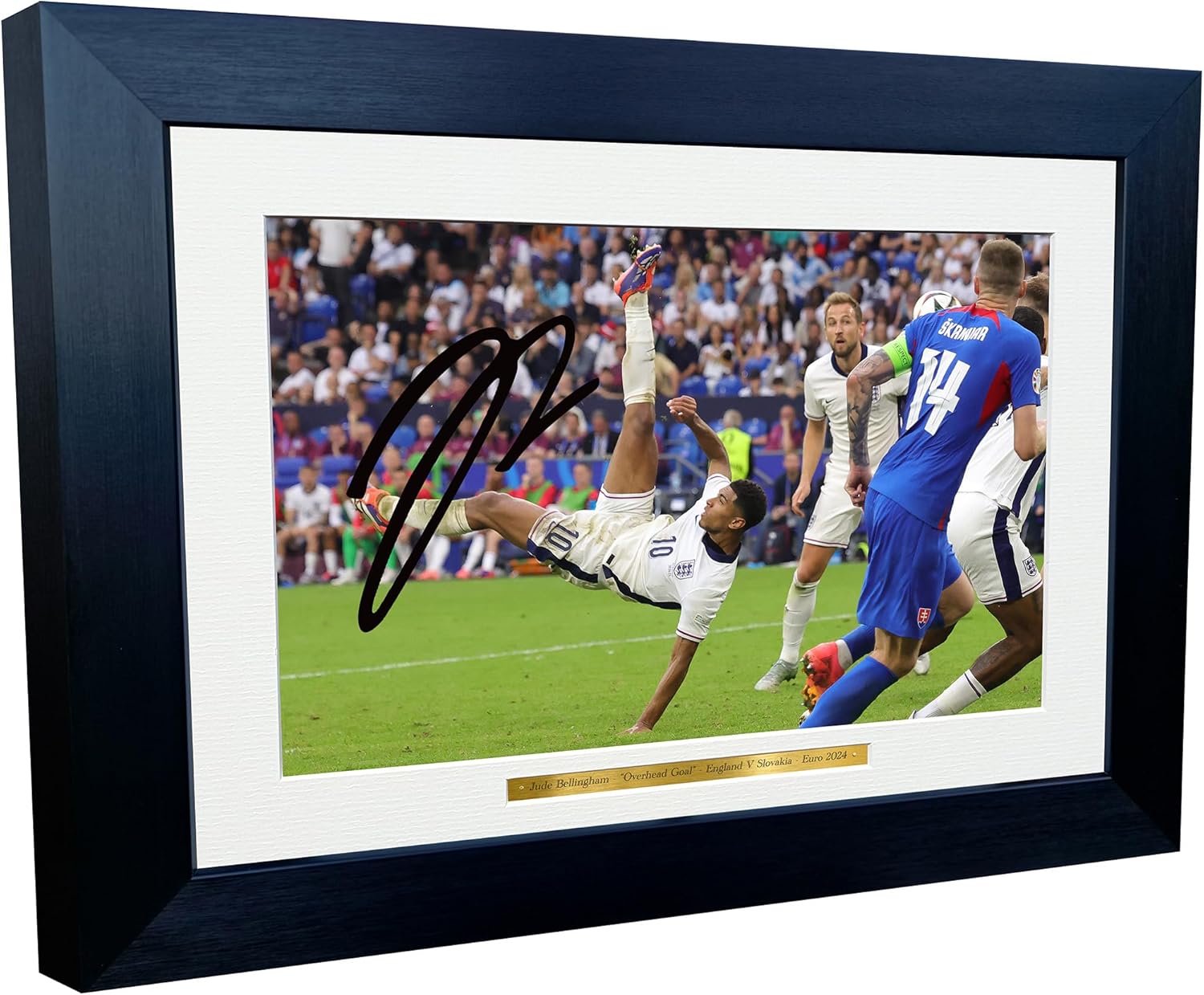 12x8 A4 Jude Bellingham Overhead Goal England Euros 2024 Autographed Signed Photo Photograph Picture Frame Football Soccer Poster Gift