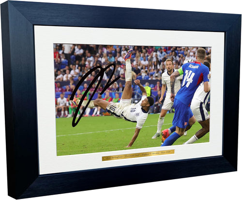 12x8 A4 Jude Bellingham Overhead Goal England Euros 2024 Autographed Signed Photo Photograph Picture Frame Football Soccer Poster Gift