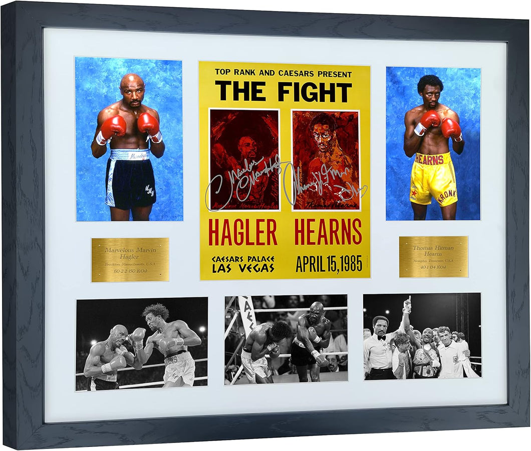 Kitbags & Lockers SUPER A2 SIZE Print Marvelous Marvin Hagler vs Thomas Hitman Hearns Fight Poster Montage Autographed Signed Photo Photograph Picture Frame Boxing Gift