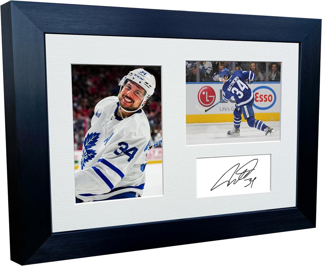 Kitbags & Lockers 12x8 A4 Auston Matthews Toronto Maple Leafs NHL Autographed Signed Photo Photograph Picture Frame Ice Hockey Poster Gift Triple