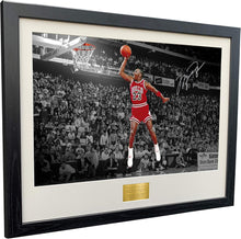 Load image into Gallery viewer, Kitbags &amp; Lockers SUPER A2 SIZE Signed Famous Foul Line Dunk 1988&quot; Michael Jordan Chicago Bulls Autographed Photo Photograph Picture Frame NBA Basketball Poster Gift…