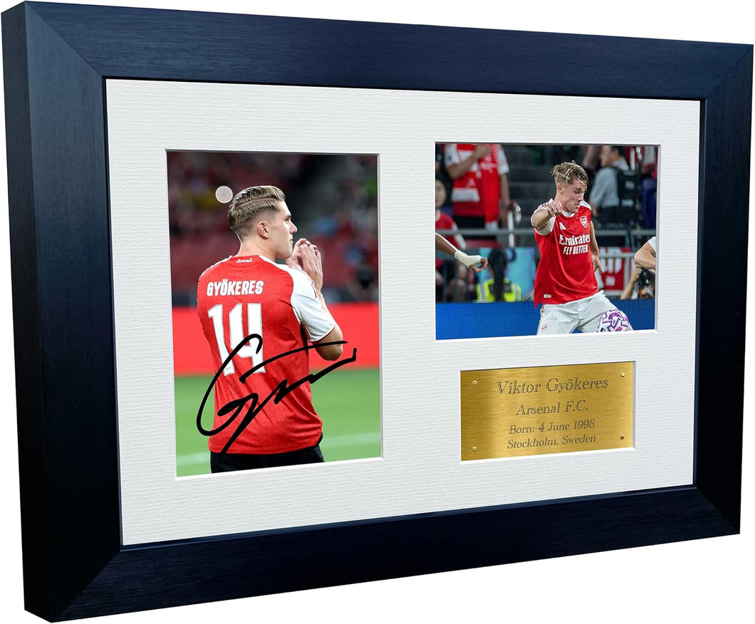12x8 A4 Signed Viktor Gyokeres England Arsenal Autographed Signature Photo Photograph Picture Frame Football Soccer Poster Gift Triple G