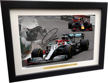 Load image into Gallery viewer, Kitbags &amp; Lockers Lewis Hamilton - Mercedes-AMG W10 - Monaco GP 2019 - A4 12x8 Signed Lewis Hamilton - Mercedes-AMG Petronas - Autographed Photo Photograph Picture Frame Motor Sport Formula 1 F1 Gift