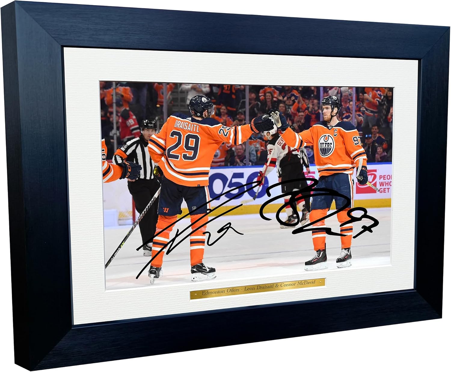 Kitbags & Lockers 12x8 A4 Connor McDavid Leon Draisaitl Edmonton Oilers NHL Autographed Signed Photo Photograph Picture Frame Ice Hockey Poster Gift 3