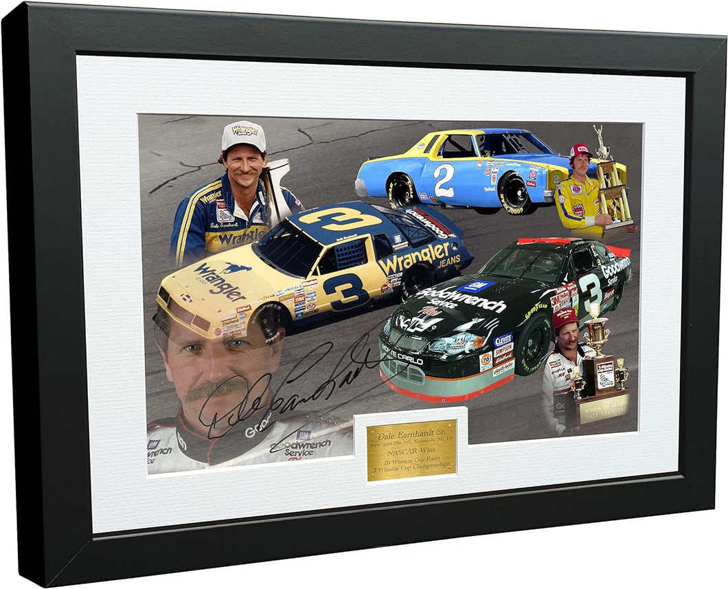 Kitbags & Lockers 'DALE EARNHARDT SR NASCAR CHAMPION CELEBRATION' 12x8 A4 Monte Carlo Wrangler Goodwrench Car Speedway Signed Autographed Photo Photograph Picture Frame Poster Giftick Motorsports Signed Autographed Photo Photograph Picture Frame Poster