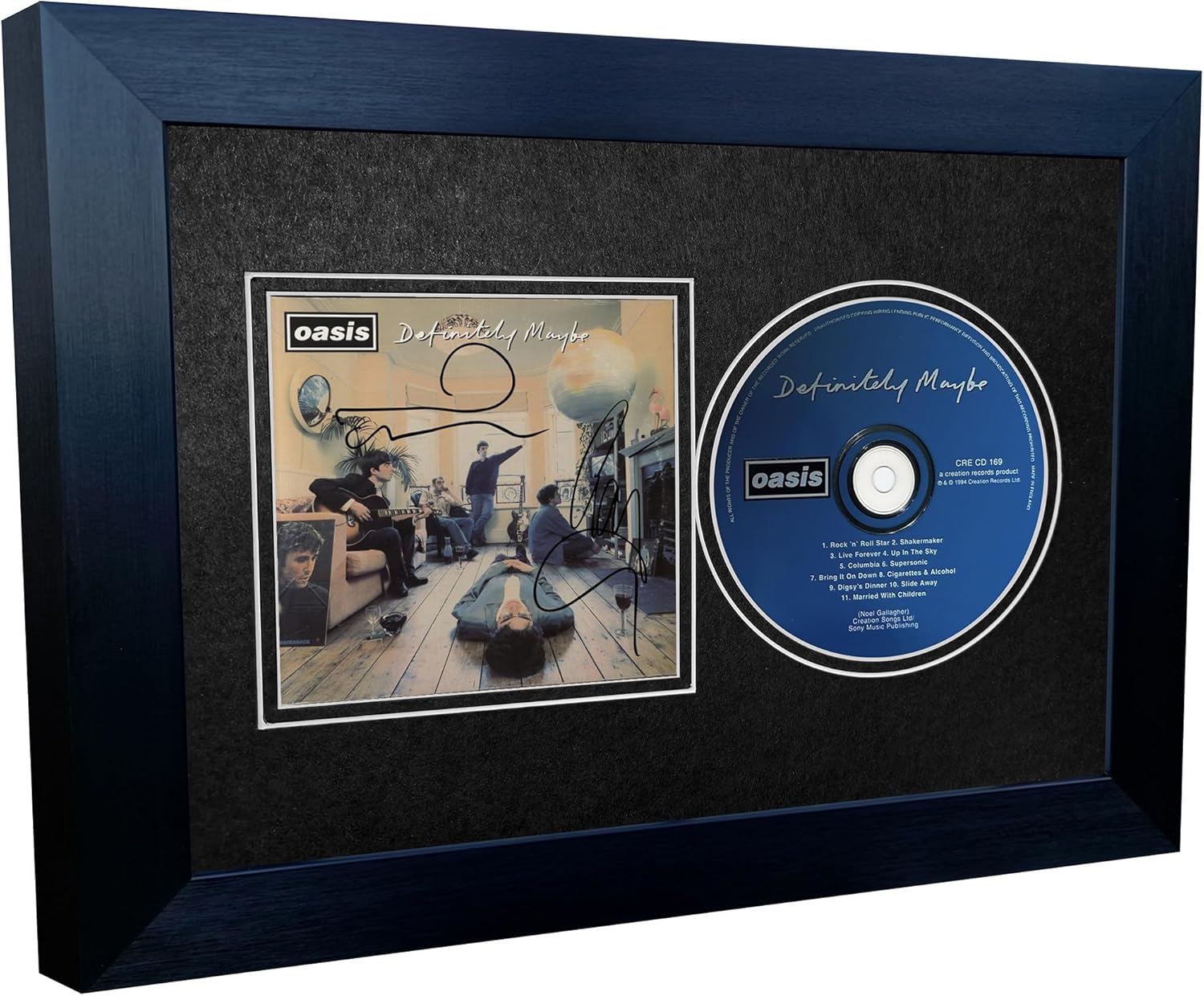 Kitbags & Lockers A4 Oasis Definitely Maybe (Whats The Story) Morning Glory Album Cover Liam Noel Gallagher Music Autographed Signed Photo Photograph Picture Frame (Definitely Maybe, Black Mount, A4)