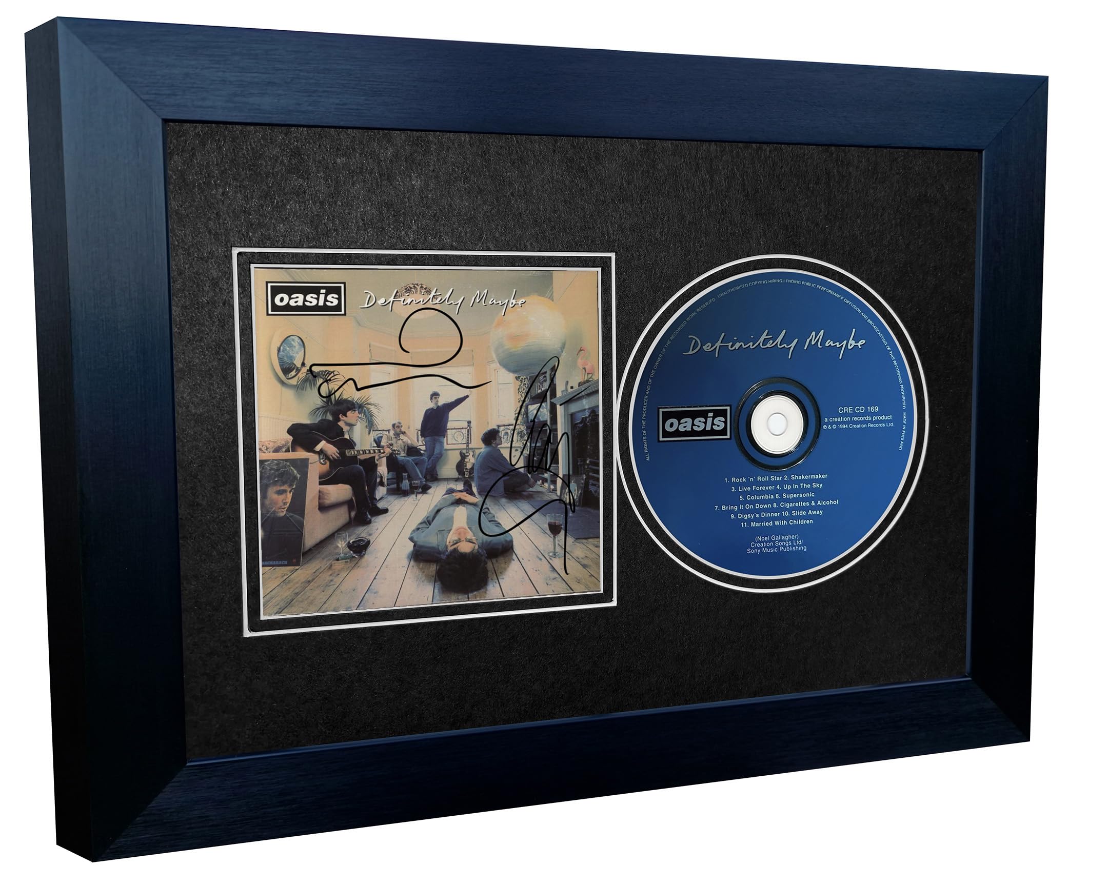 A4 Oasis Definitely Maybe (Whats The Story) Morning Glory Album Cover Liam Noel Gallagher Music Autographed Signed Photo Photograph Picture Frame (Definitely Maybe, Silver Mount, A4)