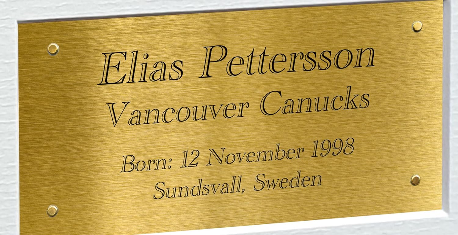 Kitbags & Lockers 12x8 A4 Elias Pettersson Vancouver Canucks NHL Autographed Signed Photo Photograph Picture Frame Ice Hockey Poster Gift Triple G