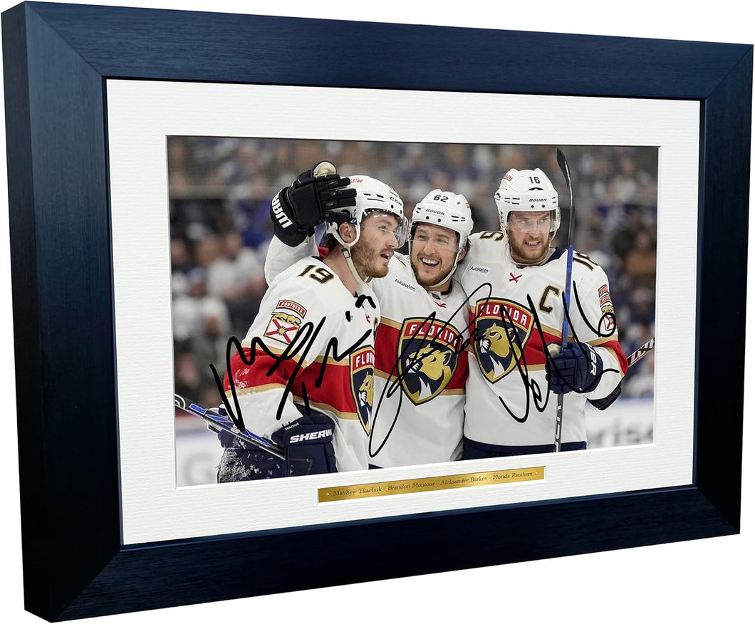 Kitbags & Lockers 12x8 A4 Matthew Tkachuk Brandon Montour Aleksander Barkov Florida Panthers NHL Autographed Signed Signature Photo Photograph Picture Frame Ice Hockey Poster Gift