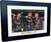 Load image into Gallery viewer, 12x8 A4 Lionel Messi Neymar Luis Suarez Barcelona Autographed Autograph Signed Signature Photograph Photo Picture Frame Football Soccer Poster Gift