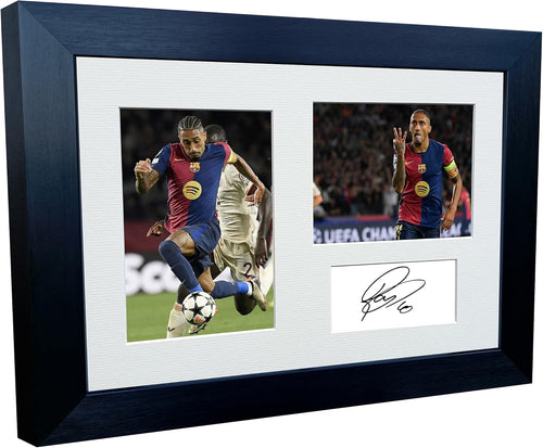 12x8 A4 Signed Raphinha Barcelona Autographed Autograph Signed Signature Photograph Photo Picture Frame Football Soccer Poster Gift Brazil Triple