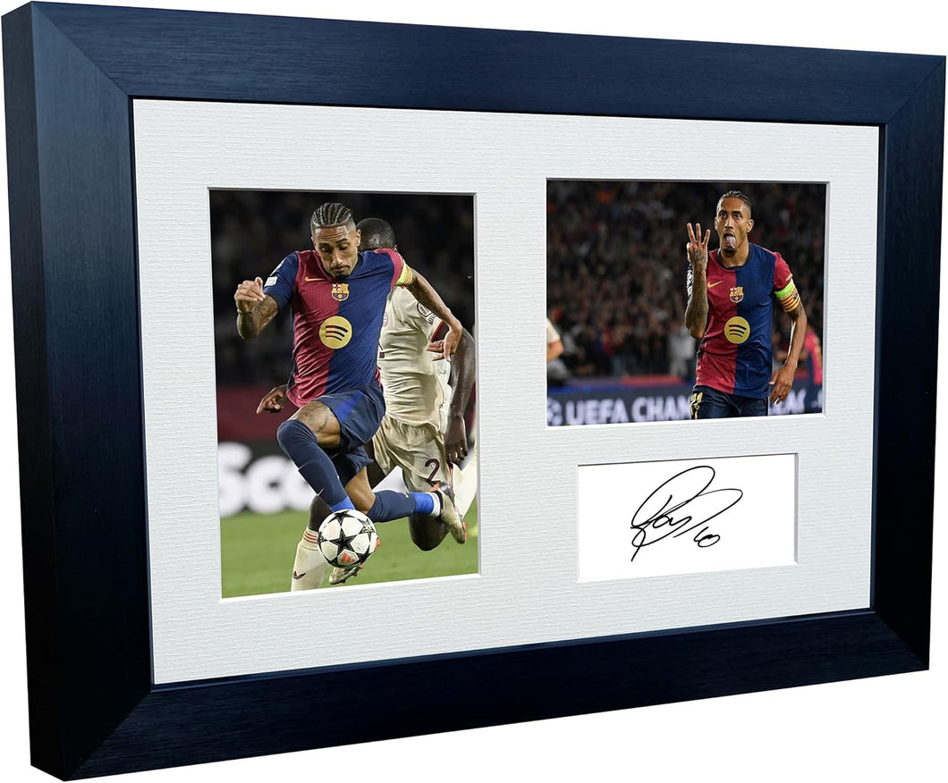 12x8 A4 Signed Raphinha Barcelona Autographed Autograph Signed Signature Photograph Photo Picture Frame Football Soccer Poster Gift Brazil Triple