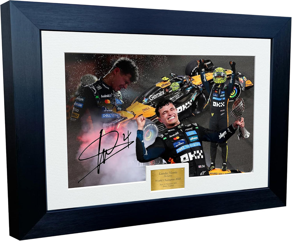 Kitbags & Lockers A3+ Lando Norris World Champion 2025 Abu Dhabi McLaren MCL39 Car Autographed Signed Signature Photo Photograph Picture Frame Racing Formula 1 F1 Poster Gift 8