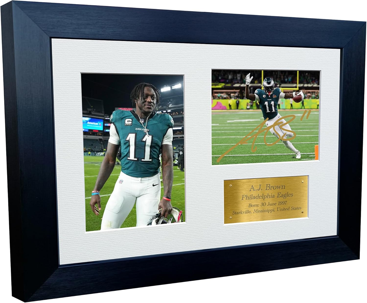 Kitbags & Lockers 12x8 A4 A J Brown Eagles Super Bowl LIX 59 Winners Autographed Signed Photo Photograph Picture Frame American Football Poster Gift Triple G