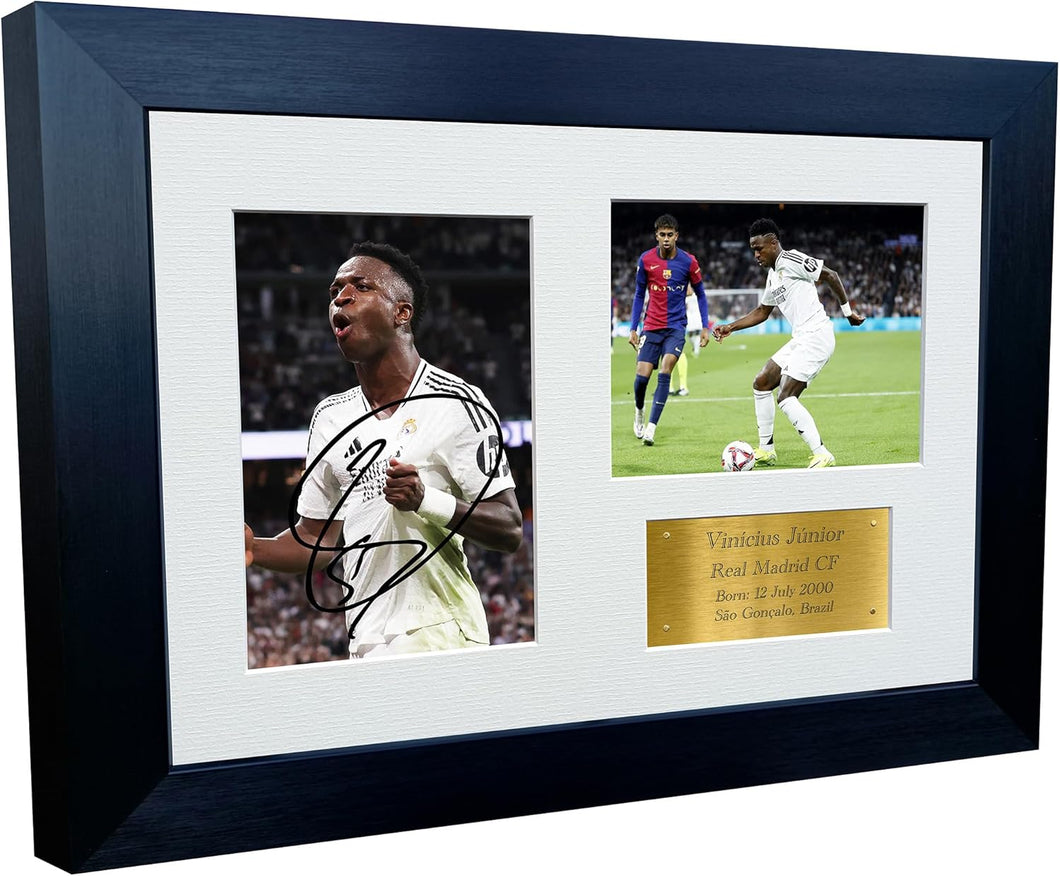 12x8 A4 Signed Vinicius Junior Vini Jr Real Madrid Autographed Autograph Signature Picture Frame Photograph Photo Poster Football Soccer Gift Triple G