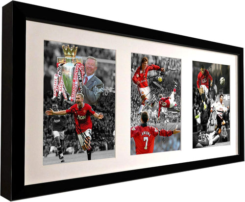 Kitbags & Lockers Signed THE FERGUSON YEARS Manchester United Photo Picture Wayne Rooney Ryan Giggs Cristiano Ronaldo Eric Cantona David Beckham Paul Scholes Autographed Photograph Frame Black