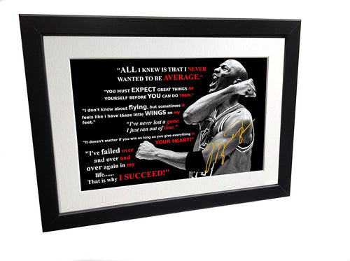 Kitbags & Lockers Michael Jordan MOTIVATION Signed 12x8 A4 Chicago Bulls Basketball Autographed Photo Photograph Picture Frame Gift