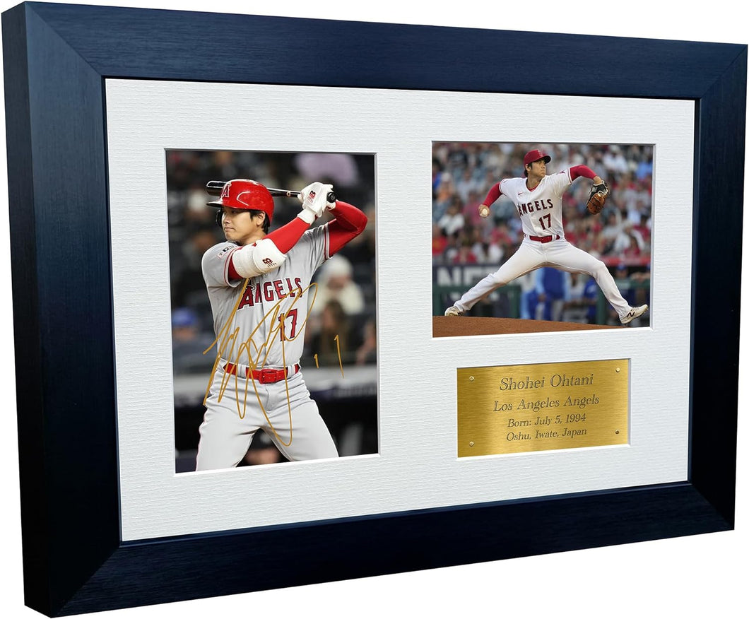 Kitbags & Lockers 12x8 A4 Shohei Ohtani Los Angeles Angels Major League Baseball Autographed Signed Photo Photograph Picture Frame Poster Gift Gold
