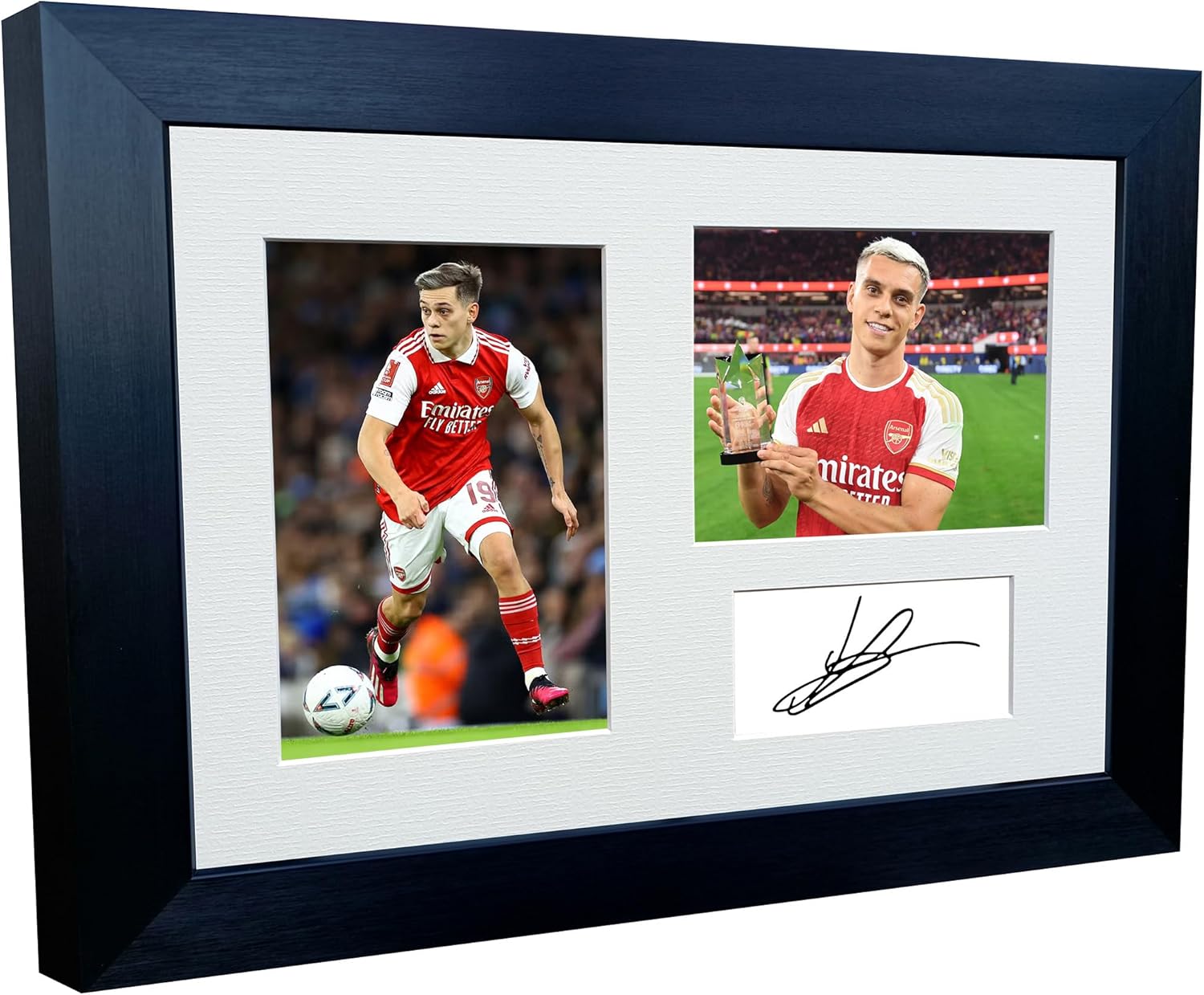 12x8 A4 Signed Leandro Trossard Arsenal F.C. Autographed Autograph Signed Photograph Photo Picture Frame Football Soccer Poster Gift Triple