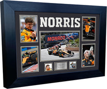 Load image into Gallery viewer, Kitbags &amp; Lockers Large A3+ Lando Norris Monaco Grand Prix Winner 2025 McLaren Car Autographed Signed Signature Photo Photograph Picture Frame Display Racing Formula 1 F1 Poster Gift (Black Mount)