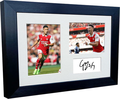2022/23 Gabriel Martinelli Arsenal Triple Autographed Signed 12x8 A4 Photo Photograph Picture Frame Football Soccer Poster Gift