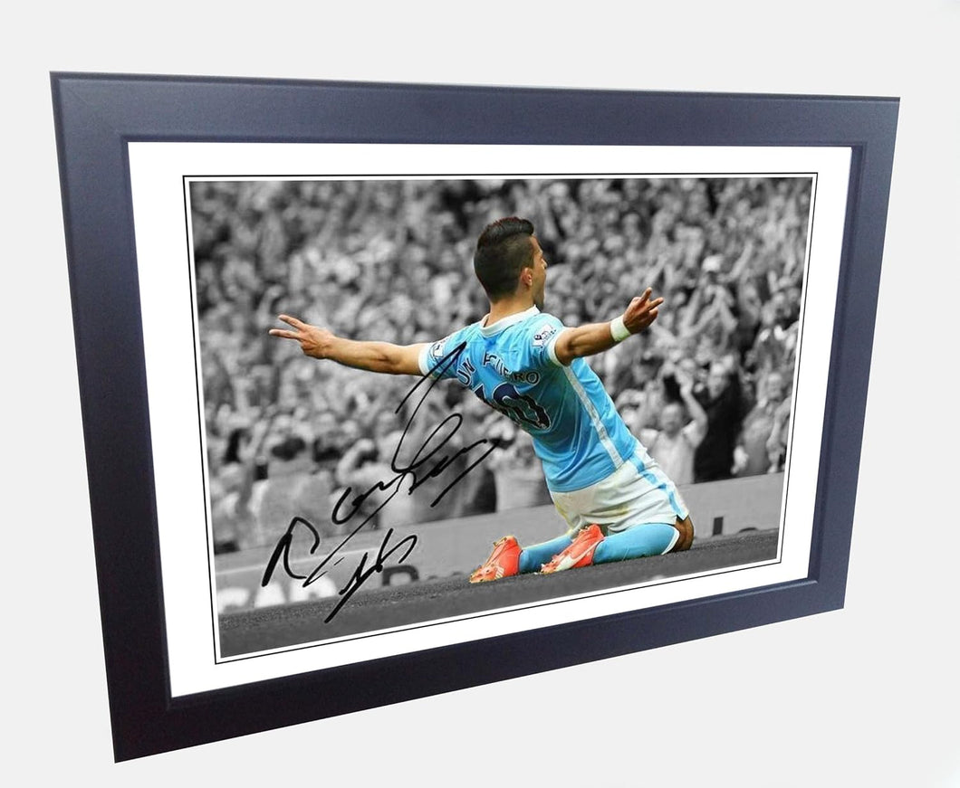 Kitbags & Lockers 12x8 Signed Sergio Aguero Manchester City Autograph Photo Photograph Picture Frame