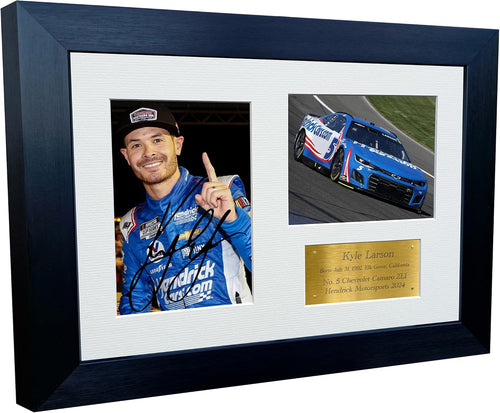 Kitbags & Lockers 12x8 A4 Kyle Larson 2024 NASCAR No. 5 Chevrolet Camaro ZL1 Hendrick Motorsports Signed Autographed Signature Photo Photograph Picture Frame Poster Gift G