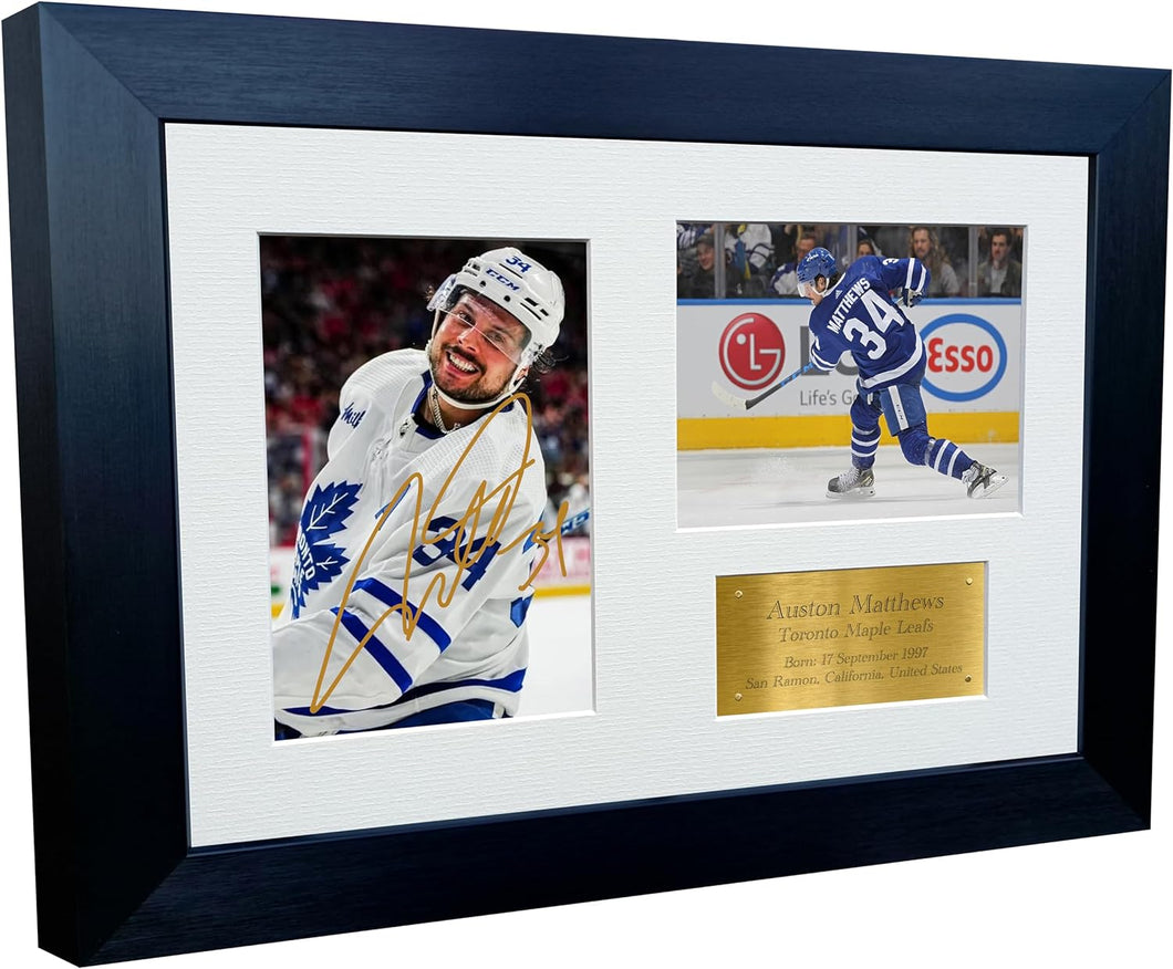 Kitbags & Lockers 12x8 A4 Auston Matthews Toronto Maple Leafs NHL Autographed Signed Photo Photograph Picture Frame Ice Hockey Poster Gift Triple G