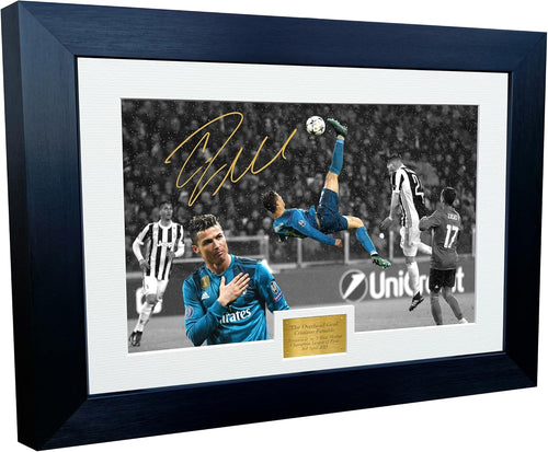Kitbags & Lockers 12x8 A4 Cristiano Ronaldo The Overhead Goal Bicycle Kick Real Madrid vs Juventus Signed Autograph Photo Photograph Picture Frame Poster Gift