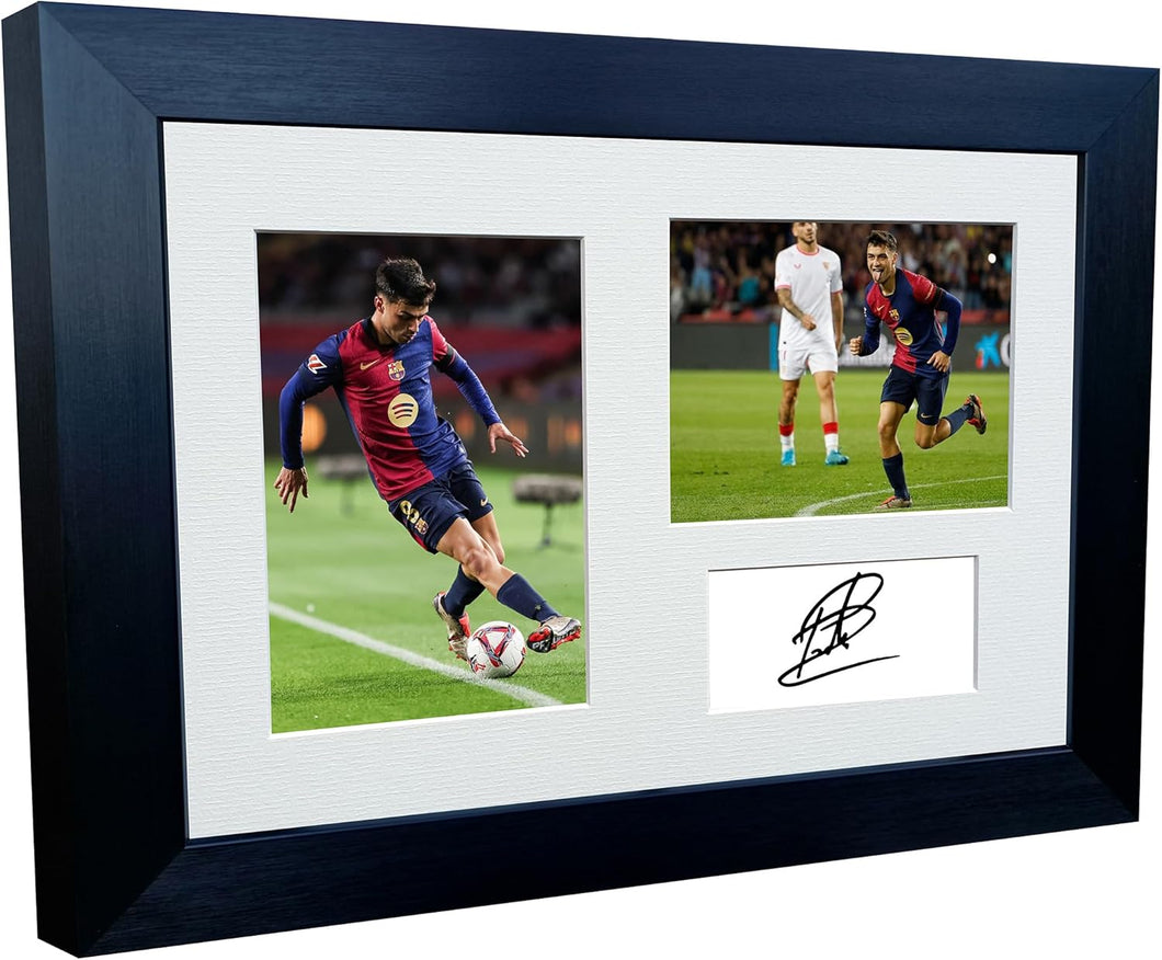 12x8 A4 Signed Pedri Barcelona Autographed Autograph Signed Signature Photograph Photo Picture Frame Football Soccer Poster Gift Spain Triple
